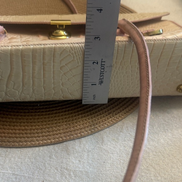Brahmin Cream /Pink Crocodile-Embossed Women's Bag - Picture 12 of 17